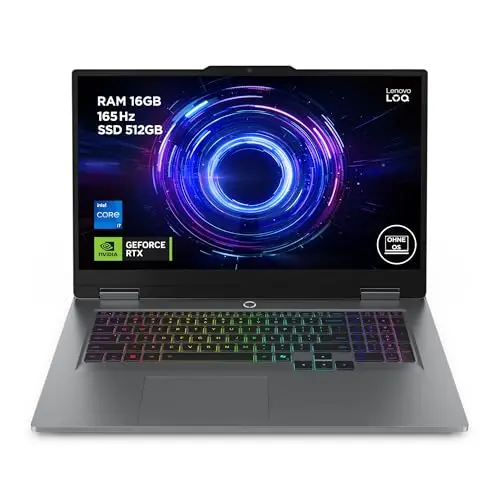 Lenovo LOQ Gaming AI Laptop | 17.3" Full HD 165Hz | NVIDIA GeForce RTX 5070 | Intel Core i7-14700HX | 16GB RAM | 512GB SSD | Ohne Windows | QWERTZ | 24-Zonen-RGB-Tastatur | Grau | 3 Monate Game Pass