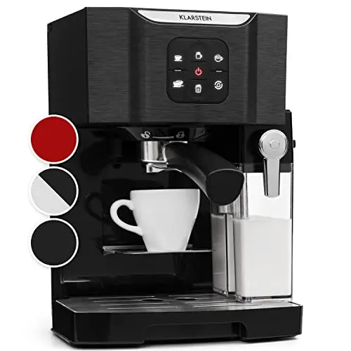 Klarstein Mini Espressomaschine 1,4 L für 2 Tassen Kaffee mit Milchschäumer, 20 Bar, Edelstahl, 1450 W