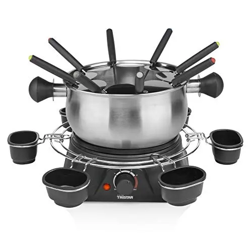 Tristar Fondue-Set für 8 Personen, 1,3L, inklusive Edelstahlgabeln und Saucenring