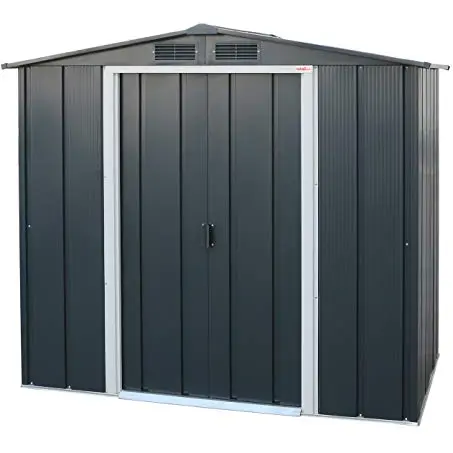 Duramax ECO 6 x 4 Metallgerätehaus - Wartungsfreier wetterfester Geräteschuppen in Anthrazit