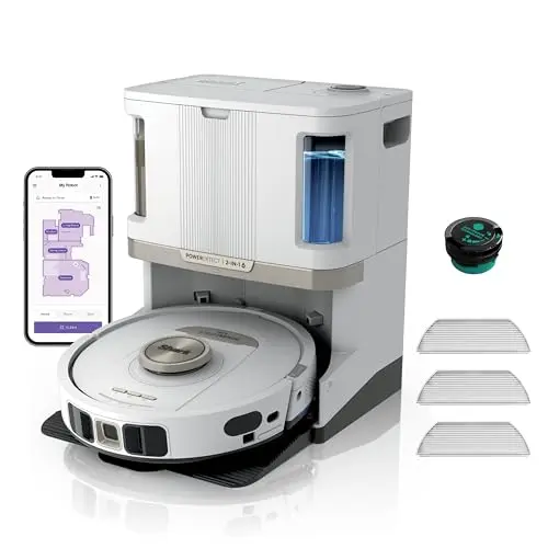 Shark PowerDetect 2-in-1 Saug- & Wischroboter mit Selbst-Entleerung, 3D-Navi & App-Steuerung, Weiß