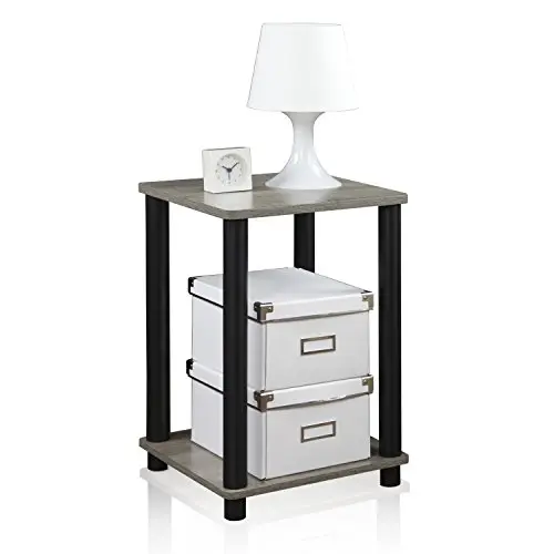 Furinno Haydn Beistelltisch in Eiche Grau/Schwarz, 34 x 34 x 50 cm