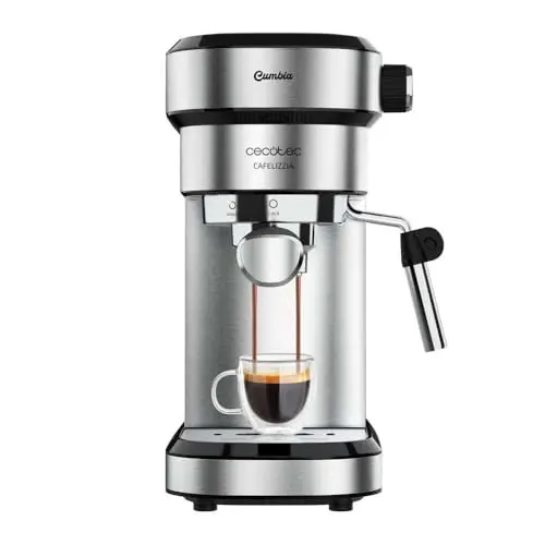 Cecotec Cafelizzia Steel Espressomaschine mit Doppelauslauf, 20 bar Druck, 1,2L Wassertank