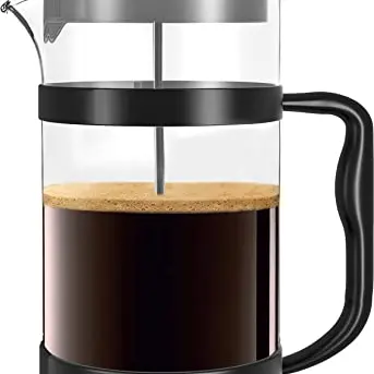 KICHLY French Press Kaffeemaschine - Tragbare Cafetière - 1000ml - Schwarz