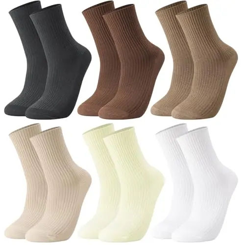 Utensilsto 6 Paare Damen Tennissocken 36-41 - Atmungsaktive Baumwoll Crew Socken