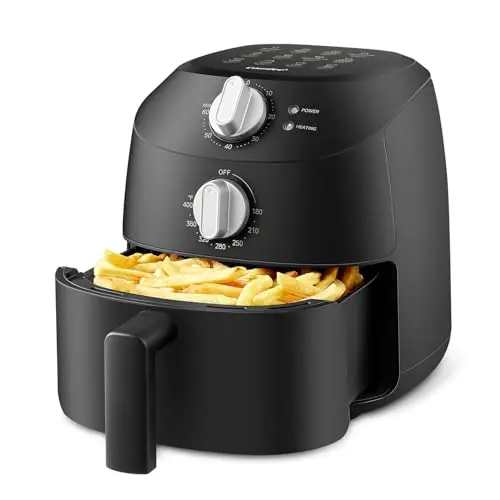 Midea Heißluftfritteuse 2L, 1150W, ölfrei, einfach zu reinigen, BPA-frei, Schwarz
