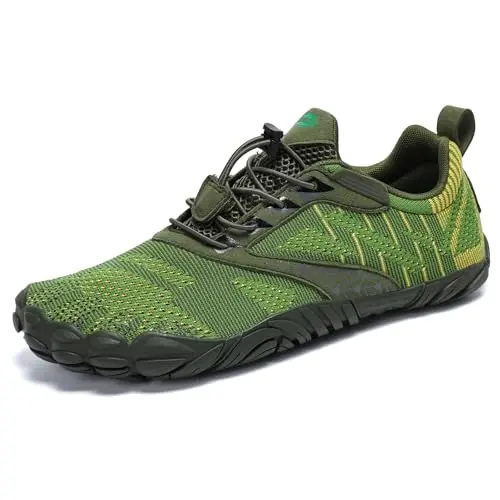 SAGUARO Barfußschuhe Herren/Damen Outdoor Zehenschuhe Atmungsaktiv Traillaufschuhe Waldgrün, Gr. 42