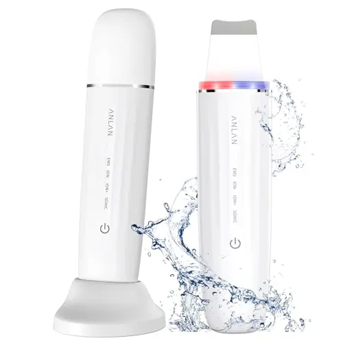 Ultraschallpeelinggerät für Gesicht, 6-in-1 Hautreiniger mit Type-C Ladebasis und IPX7 wasserdicht