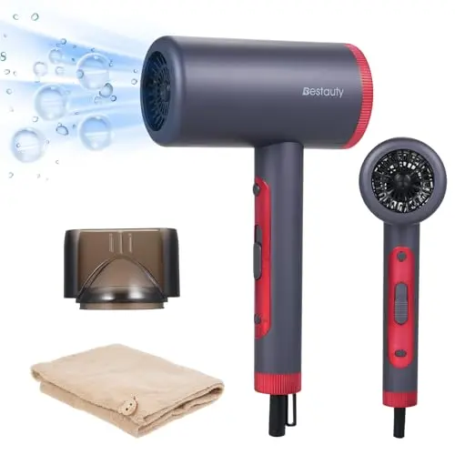 Bestauty Föhn - Professioneller Haartrockner mit 3 Temperaturniveaus und Ionenfunktion, ideal für Zuhause und Reisen (Graurot)