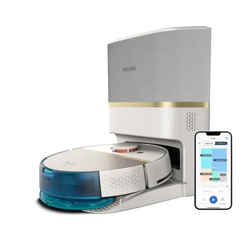 Philips Homerun 7000 Saug-Wischroboter mit Saugstation, 360° Navigation, 180 Min Laufzeit, für Teppiche und Tierhaare, Weiß