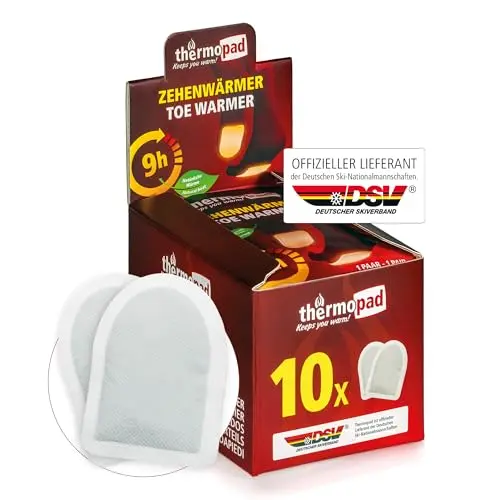 THERMOPAD Zehenwärmer – 10 Paar für 9 Stunden Wärme I Ideal für Outdoor & Ski-Schuhe