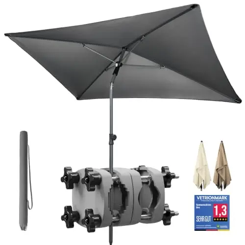 4smile SunnyShade 3-in-1 Sonnenschirm Balkon, 200 x 125 cm, anthrazit