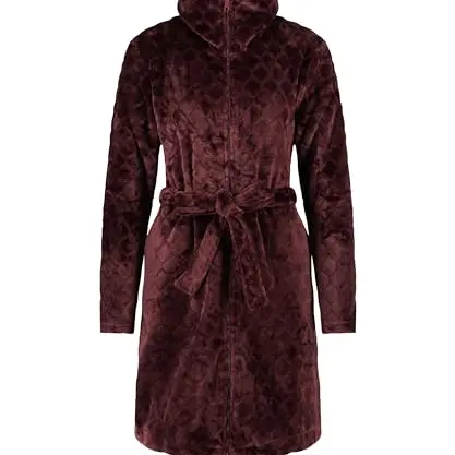 Hunkemöller Zip Fleece Bademantel - Windsor Wine - M/L