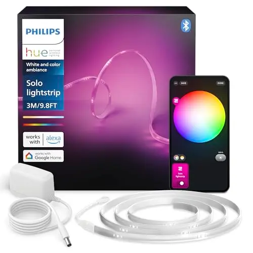 Philips Hue 3m Smart LED Lightstrip Basis-Set, steuerbar mit der Hue App, kompatibel mit Alexa, Google Assistant und Apple HomeKit