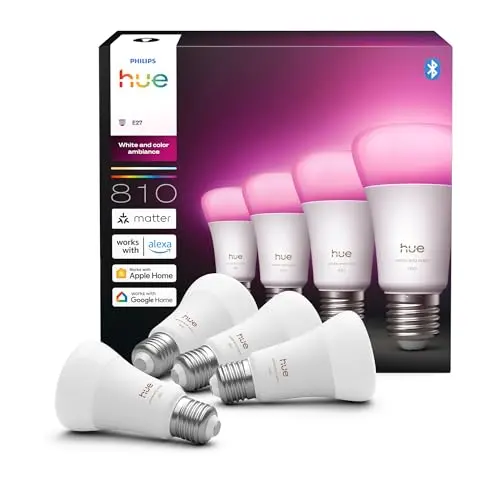Philips Hue Smart LED-Lampen E27, 4er-Pack
