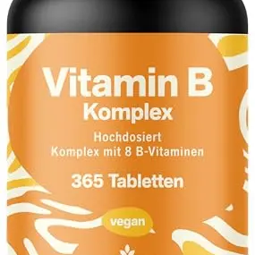 Vitamin B Komplex hochdosiert - 365 Tabletten mit 8 B-Vitaminen, 100% Tagesbedarf - Vegan & aus Deutschland