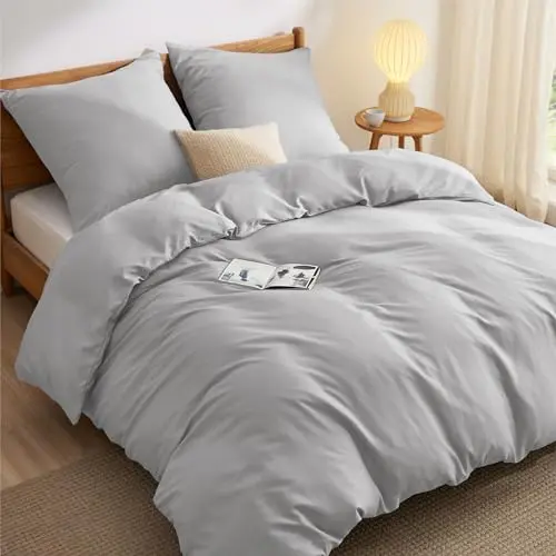 BEDSURE 3-teiliges Bettwäsche-Set Silbergrau 240x220 cm mit 2 Kissenbezügen 80x80 cm, ÖKO-TEX