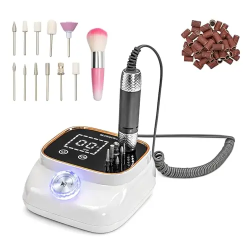 Trintion Elektrischer Nagelfräser, 45000 U/min, professionell, leise, bidirektional, für Acrylnägel & Gelnägel, Weiß