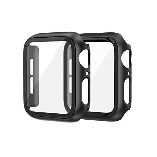 EDIMENS 2er Pack Hartschale für Apple Watch Series 6/SE/5/4 44mm, Slim Schutzcase für Damen und Herren, Schwarz