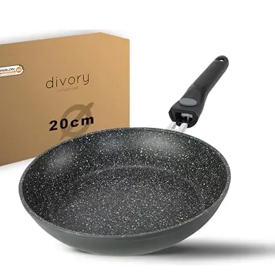 Divory kleine 20cm Pfanne mit abnehmbarem Griff, antihaftbeschichtet, für Induktion aus Aluminium