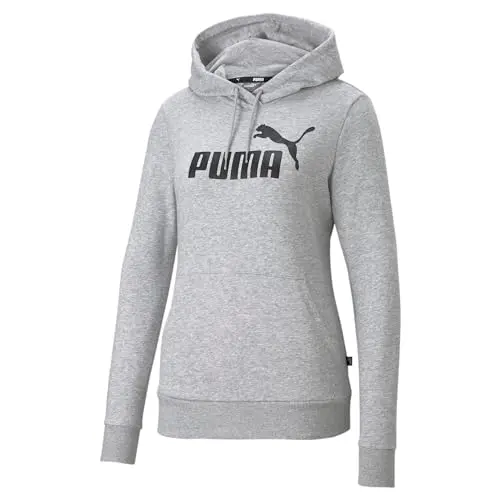 PUMA Damen Logo Hoodie, Light Gray Heather, XL