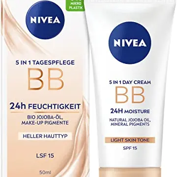 NIVEA 5 in 1 BB Tagespflege 24h Feuchtigkeit, getönte Creme für helle Haut, mit Jojoba-Öl