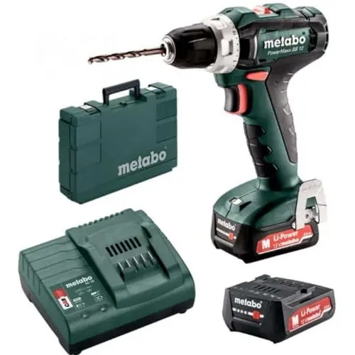Metabo Akku-Bohrschrauber BS 12 - Kompakt & kraftvoll für Holz & Metall - Inkl. 2x 2Ah Akkus und Ladegerät