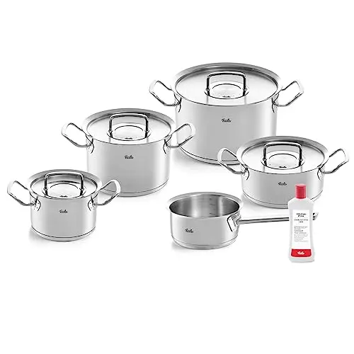 Fissler Profi Collection Edelstahl-Kochtopfset, 5-tlg., inkl. Deckel + Edelstahlpflege, für Induktion