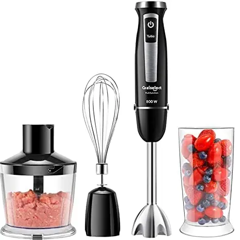 Coziselect 4-in-1 Elektrischer Stabmixer Set mit 800 Watt und Zubehör
