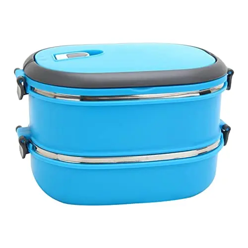 Kyaoayo Bentobox - Tragbare, isolierte Lunch-Box, stapelbar bis zu 3 Schichten für Kinder und Erwachsene (Blau, zwei Schichten)
