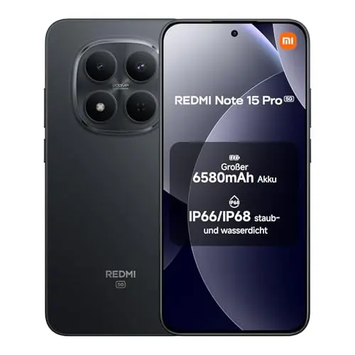 XIAOMI Redmi Note 15 Pro 5G Smartphone (12+512 GB) – 200-MP-Kamera, 6,83" AMOLED-Display, Schwarz, 2 Jahre Garantie