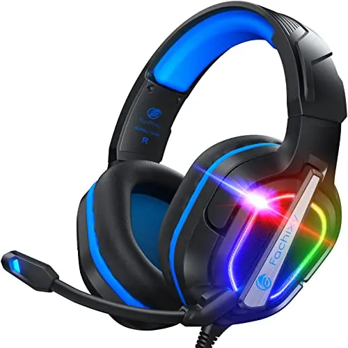 Fachixy FC200 Gaming Headset mit RGB Licht für PS4, PS5, PC, Xbox, Nintendo Switch - Blau