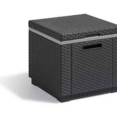 Allibert Ice Cube Kühlbox und Beistelltisch in Rattanoptik, graphit