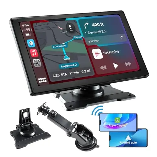 9 Zoll Kabelloses Autoradio mit Apple Carplay & Android Auto, Bluetooth 5.0, GPS und externer Kamera