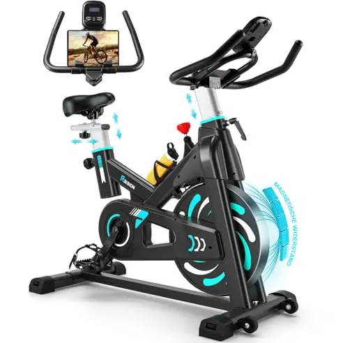 Heimtrainer Riksion mit leisem Magnetwiderstand, belastbar bis 160 kg, verstellbarer Widerstand und Transportrollen