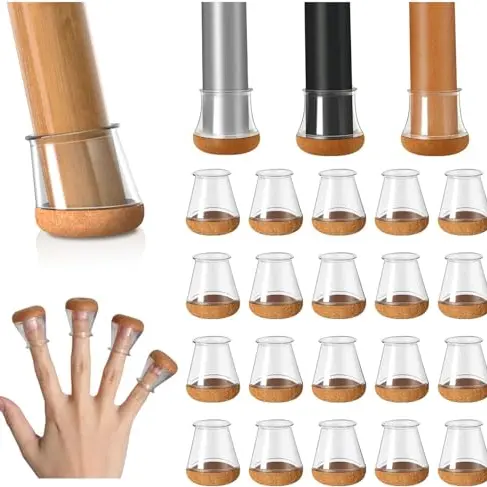 20 Stuhlbeinkappen aus Silikon für Bodenschutz, Transparent, Durchmesser 14-20mm