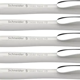 Schneider Slider Rave XB Kugelschreiber, 5 Stück, silber grau, blaue Schreibfarbe