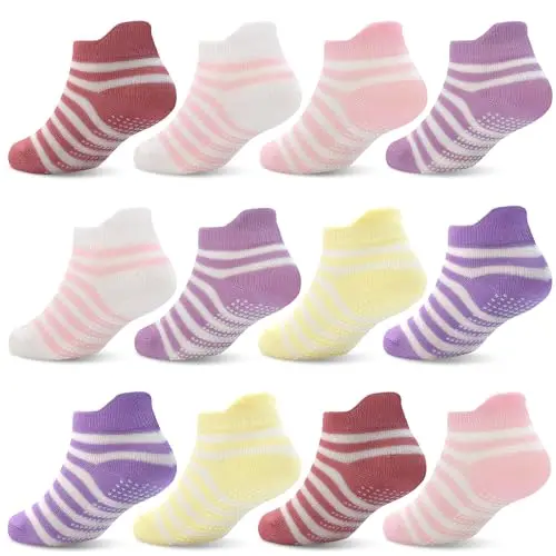 ELUTONG Antirutsch Socken für Babys, 12 Paar rutschfeste Socken für Jungen und Mädchen 6-12 Monate
