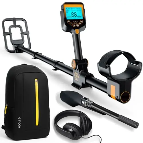 OKESAM Metalldetektor für Erwachsene und Kinder – Wasserdicht, faltbar mit LCD-Display, 10-Zoll-Spule und 2000mAh Akku
