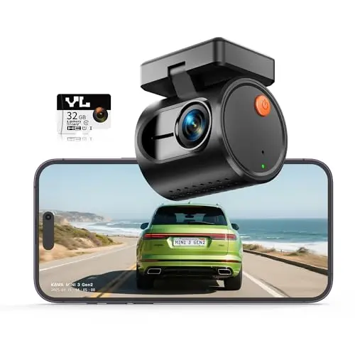 KAWA 2K Mini Dashcam - Sprachsteuerung, 32GB SD Karte, Nachtsicht, G Sensor, Parkmodus