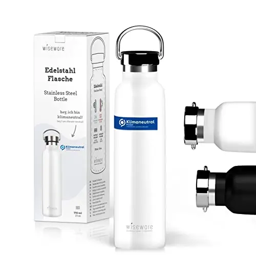 Wiseware Edelstahl Trinkflasche 750ml - 5 Stück - Auslaufsicher für Outdoor, Sport und Schule
