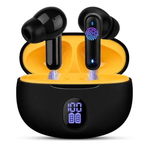 LWMTT Kabellose In Ear Bluetooth Kopfhörer mit LED-Anzeige, IPX7 wasserdicht, 30 Stunden Spielzeit