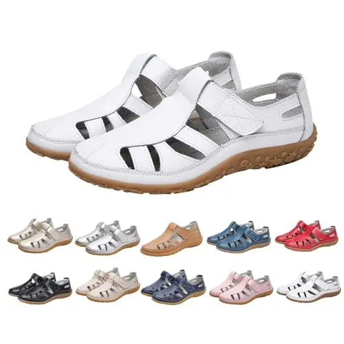 Bequeme Damen-Sandalen mit Keilabsatz - Geschlossen, Silber, Größe 40
