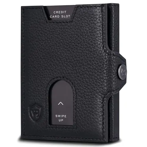 VON HEESEN Slim Wallet mit RFID Schutz - Kleine Leder Geldbörse für Herren und Damen - Schwarz
