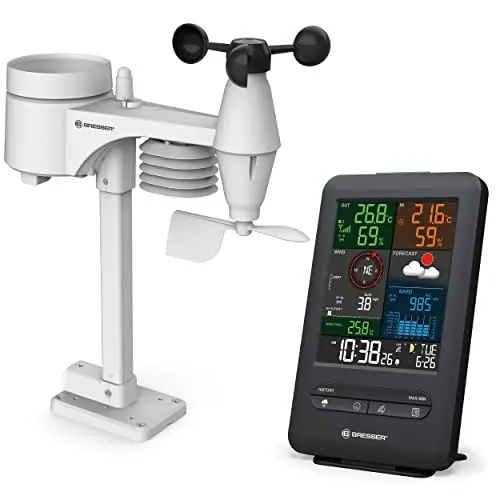 Bresser 5-in-1 Wetterstation mit Außensensor und Farbdisplay - Schwarz