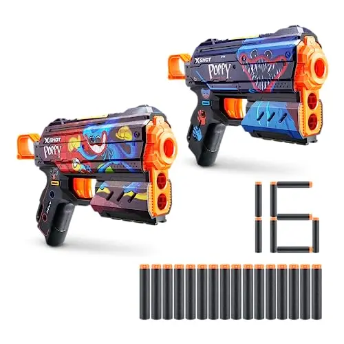 ZURU X-Shot Skins Flux Dart Blaster Jumpscare + Toony mit 16 Darts