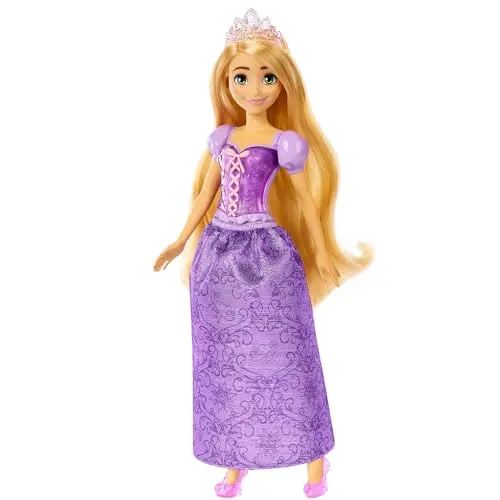 Mattel Disney Prinzessin Rapunzel Puppe, beweglich, mit abnehmbaren Schuhen und Diadem, für Kinder ab 3 Jahre