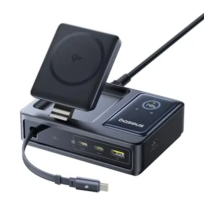 Baseus 5 in 1 Ladestation mit 140 W USB-C Ladegerät und Qi2.0 MagSafe für iPhone 16/15, MacBook und Surface