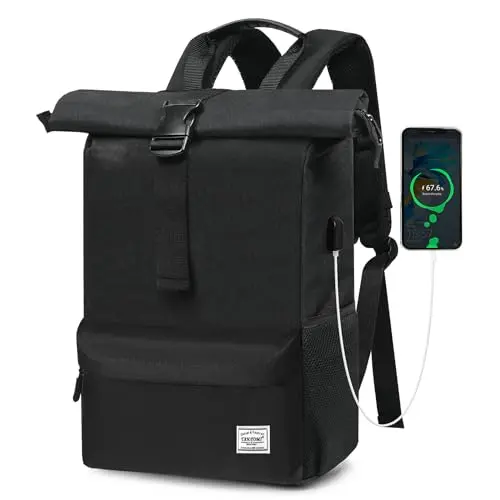 TANTOMI Damen und Herren Rucksack Groß, Wasserdicht, Rolltop, Reiserucksack, Freizeit, Arbeit, Wandern