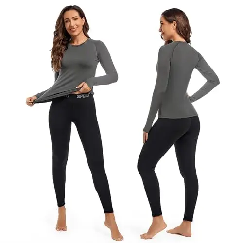 Leeboom Damen Thermounterwäsche – Atmungsaktive Skiunterwäsche mit Fleece, ideal für Wintersport und Zuhause